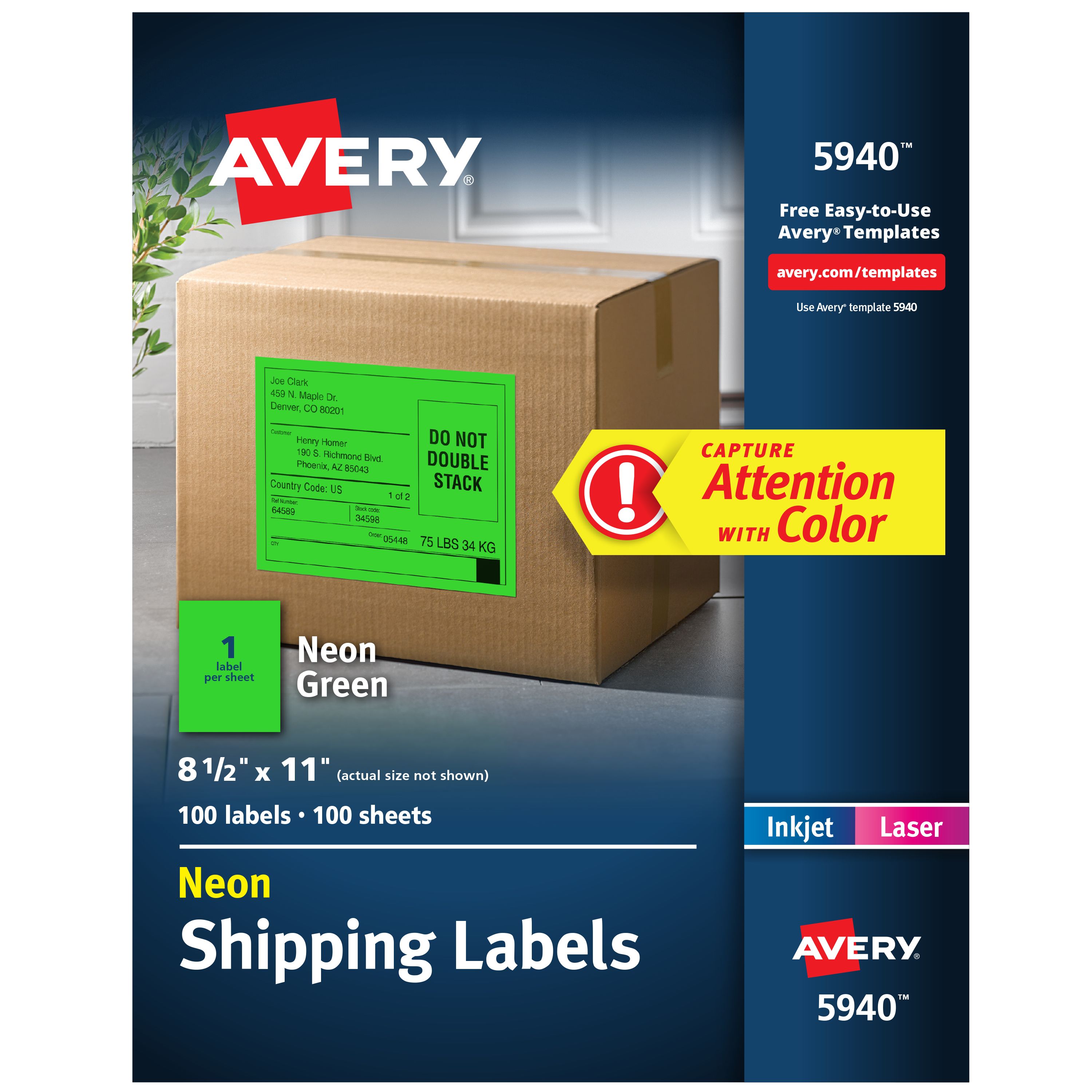 Neon Green Labels, 8-1/2